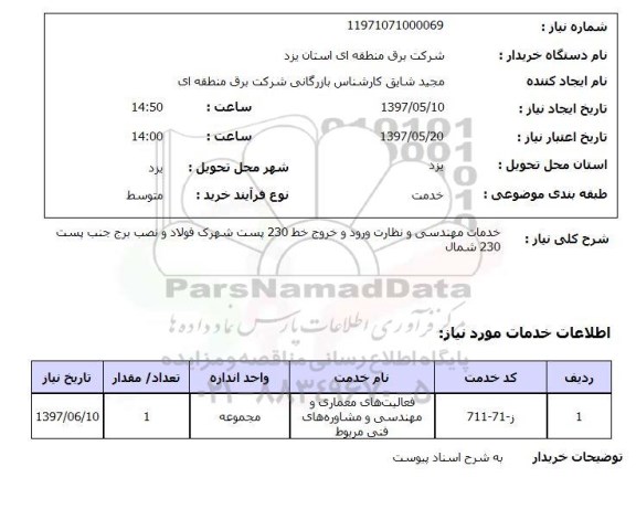 استعلام, استعلام فعالیت های معماری و مهندسی 