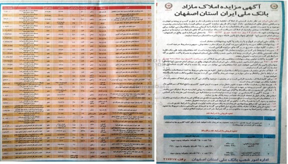 مزایده, مزایده فروش قسمتی از املاک تخلیه شده بصورت نقد و اقساط