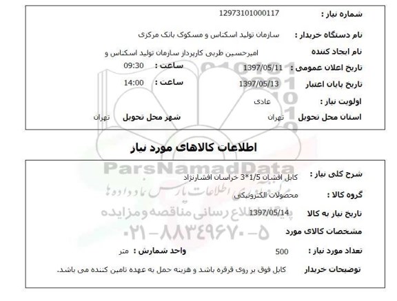 استعلام, استعلام کابل افشان