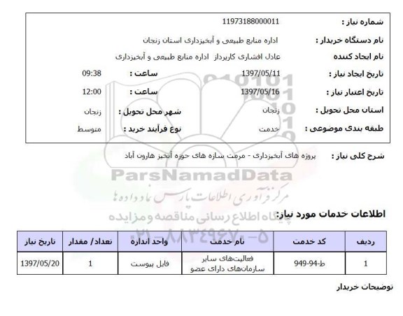 استعلام,استعلام پروژه های آبخیزداری
