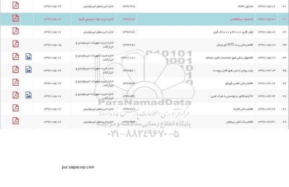استعلام, استعلام اقلام یدکی کلارک و یدک کش سپاهان