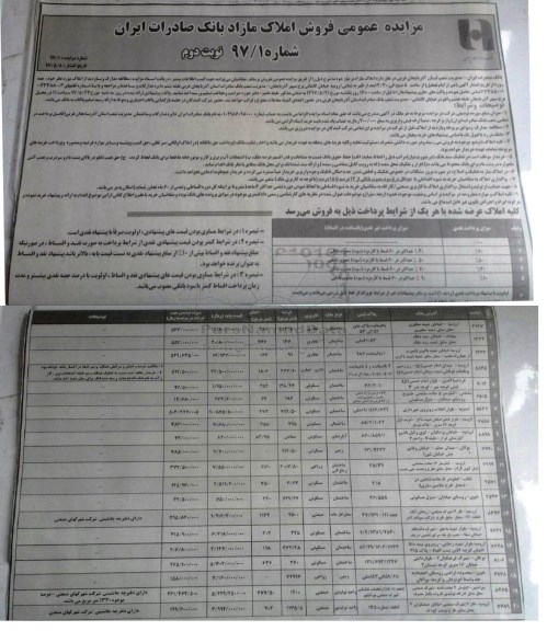 مزایده ,مزایده عمومی فروش املاک مازاد بانک صادرات ایران نوبت دوم