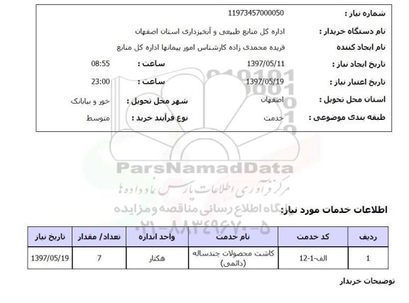 استعلام, کاشت محصولات چندساله (دائمی)