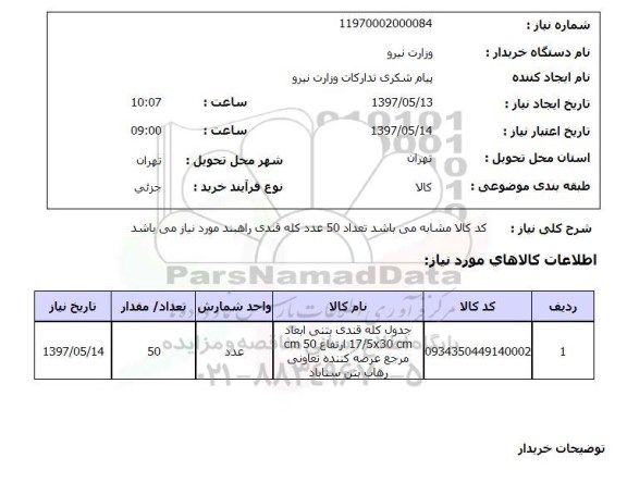 استعلام,جدول کله قندی بتنی...