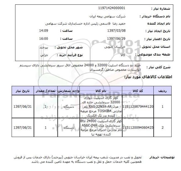 استعلام,کولرگازی