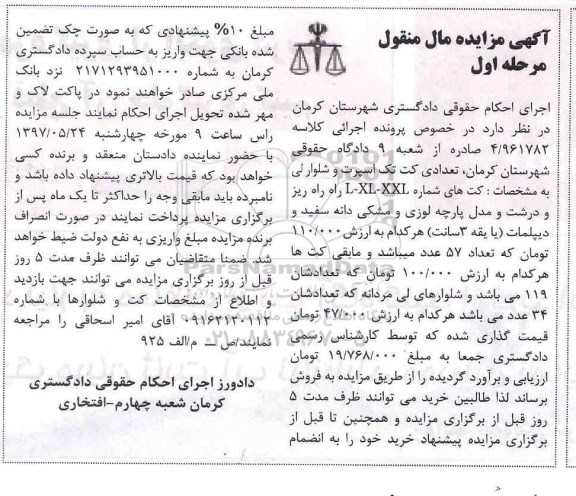 مزایده , مزایده کت و شلوار 