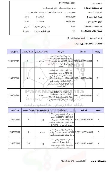 استعلام, لوازم آزمایشگاهی
