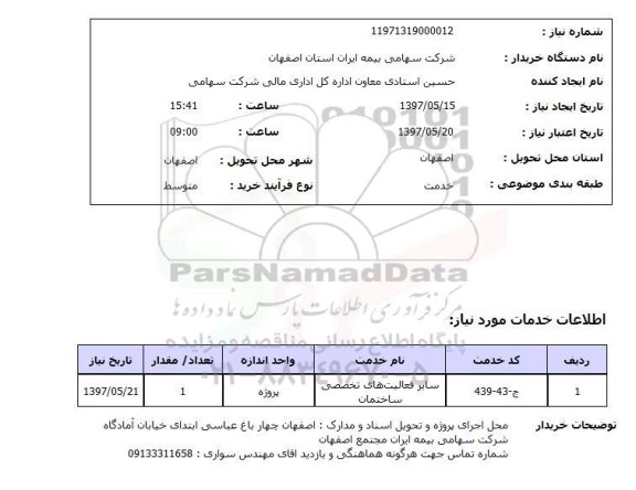 استعلام,استعلام سایر فعالیت های تخصصی ساختمان