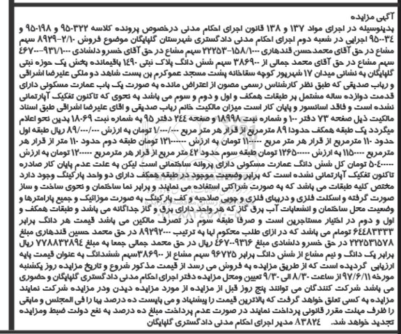 مزایده,مزایده عمارت مسکونی با قدمت 12 سال