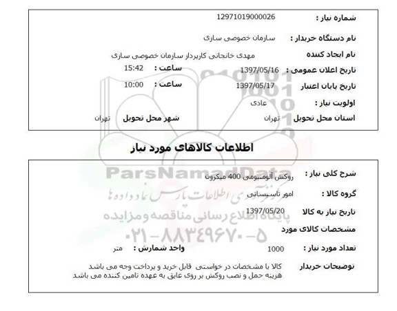 استعلام,روکش آلومینیومی