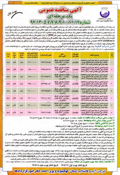 آگهی مناقصه عمومی یک مرحله ای, مناقصه اجرای قسمتی از شبکه جمع آوری و انشعابات فاضلاب شهر...