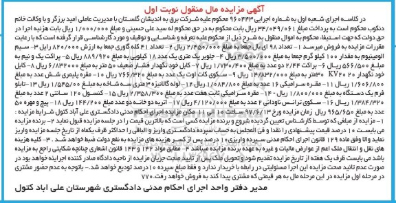 مزایده,مزایده تعداد 98 ای بال...