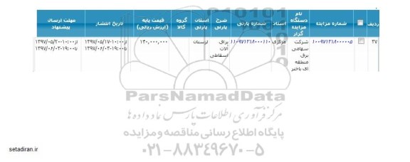 اگهی مزایده , مزایده یراق آلات اسقاطی