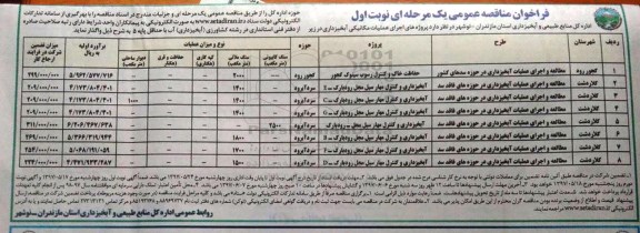 مناقصه عمومی, فراخوان مطالعه و اجرای عملیات آبخیزداری در حوزه سدها و... 