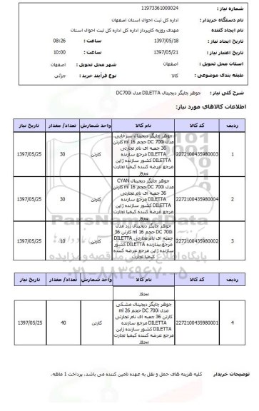 استعلام, جوهر چاپگر دیجیتال DILETTA مدل DC700i