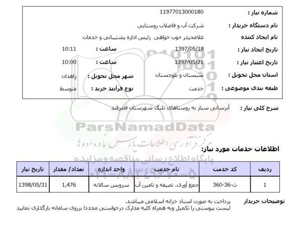 استعلام, آبرسانی سیار به روستاها...