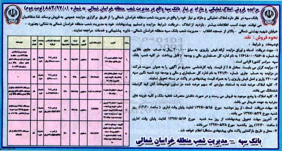 مزایده,مزایده فروش املاک تملیکی و مازاد بر نیاز نوبت دوم 