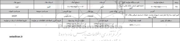 مزایده,مزایده آپارتمان مسکونی