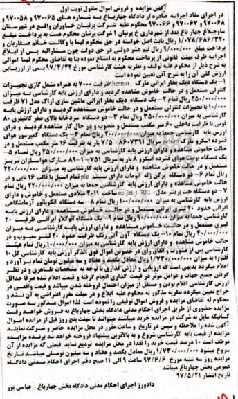 مزایده دستگاه دیگ بخار و ...