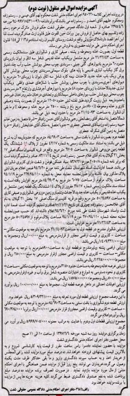 مزایده ,مزایده خانه و محوطه و پشته صیفی کاری و شالیزاری مساحت 21.26143متر