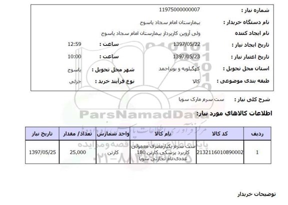 استعلام,استعلام ست سرم مارک سوپا