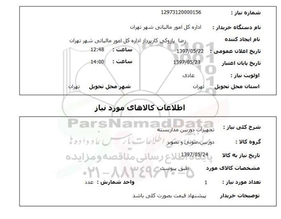 استعلام, تجهیزات دوربین مداربسته