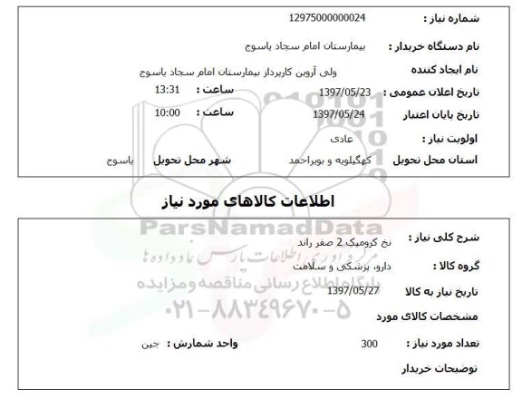 استعلام, نخ کرومیک 2 صفر راند 