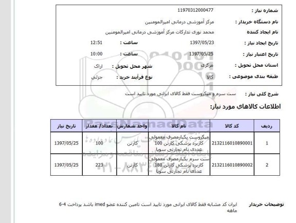 استعلام, استعلام  ست سرم و میکروست