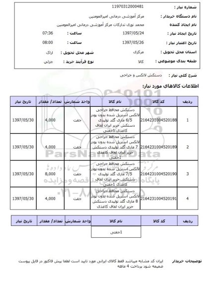 استعلام, دستکش لاتکس و جراحی