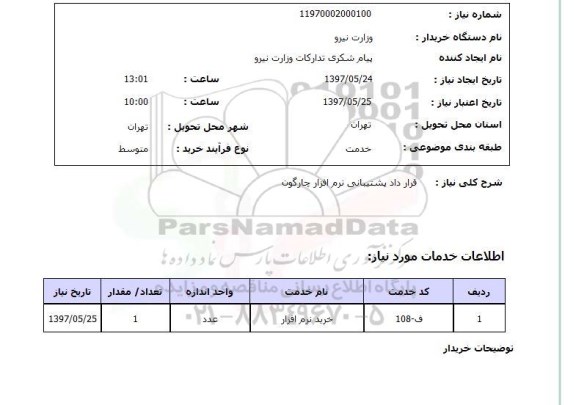 استعلام,استعلام قرارداد پشتیبانی نرم افزار چارگون