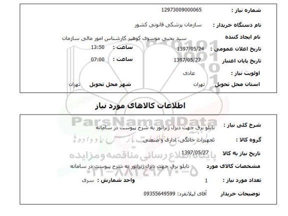 استعلام,تابلو برق