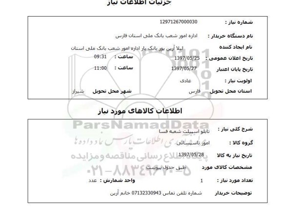 استعلام,تابلو اسپیلت، سامانه تدارکات الکترونیکی دولت 