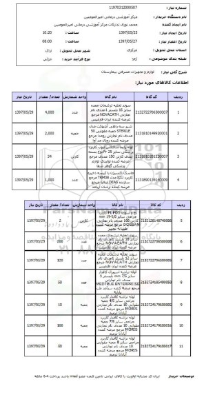 استعلام, استعلام لوازم و تجهیزات مصرفی بیمارستان 