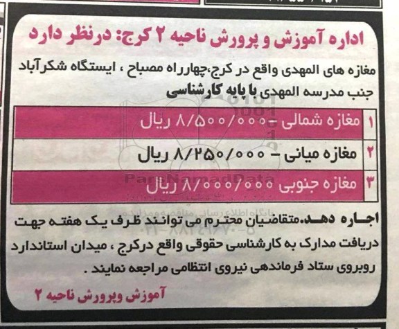 مزایده, مزایده واگذاری به اجاره مغازه های ...
