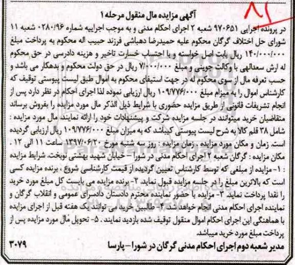 مزایده,مزایده  38 قلم کالا 