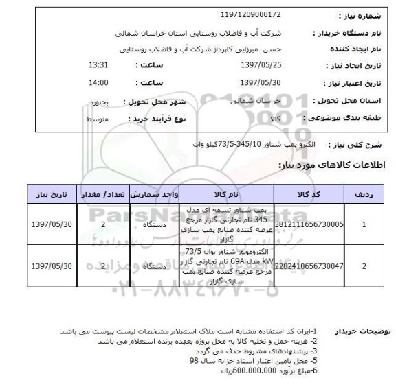 استعلام,استعلام الکتروپمپ شناور