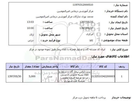 استعلام,استعلام گان و شلوار همراه با کلاه بیمار