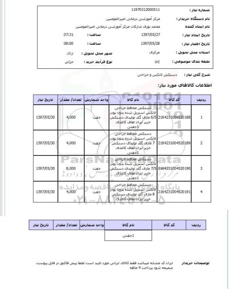 استعلام,دستکش لاتکس و جراحی