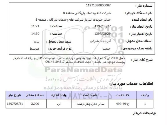 استعلام, استعلام حمل گندم ...