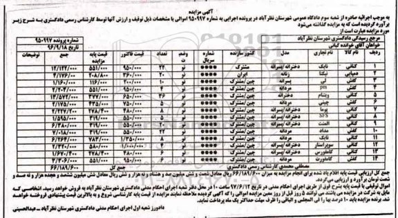 مزایده انواع کتانی- دمپایی-  انواع کفش