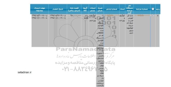 مزایده, مزایده  فروش یک دستگاه هواساز روبروزن و ...