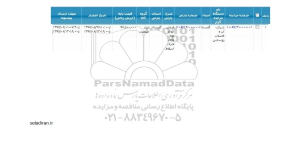 مزایده, مزایده فروش انواع لوله های فلزی اسقاط 