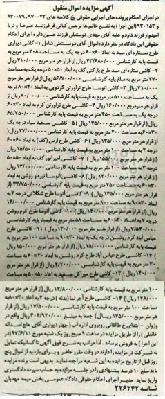 آگهی مزایده اموال منقول,مزایده کاشی دیواری