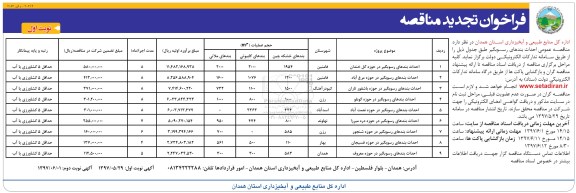 مناقصه ،مناقصه  احداث بندهای رسوبگیر ...تجدید