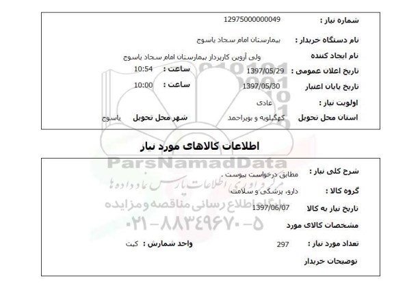 استعلام, استعلام دارو