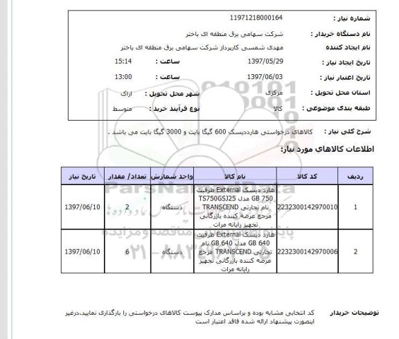 استعلام هارد دیسک 600 گیگا بایت و 3000 گیگا بایت 