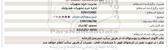 استعلام شیر سوپاپی چدنی  