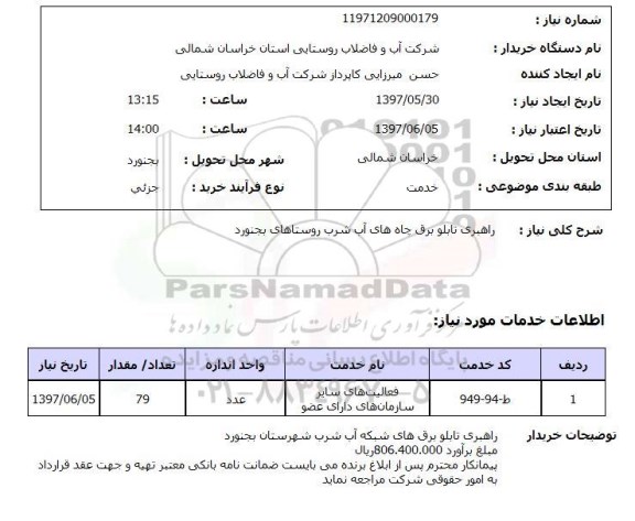 استعلام, استعلام راهبری تابلو برق چاه های آب شرب...