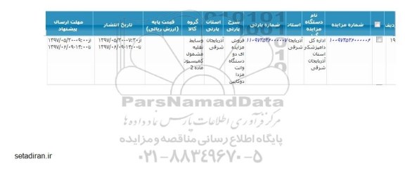 مزایده , مزایده فروش دو دستگاه وانت مزدا دوکابین