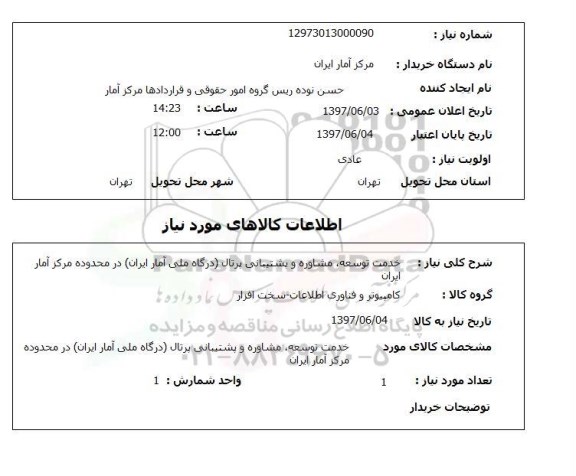 استعلام, خدمت توسعه، مشاوره و پشتیبانی پرتال 